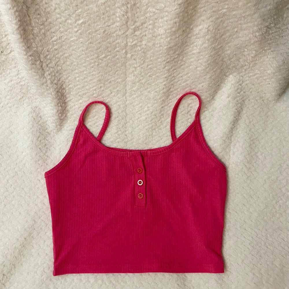 Pink Ribbed Women's Crop Top
